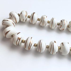 White & Gold Splatter Paint Necklace